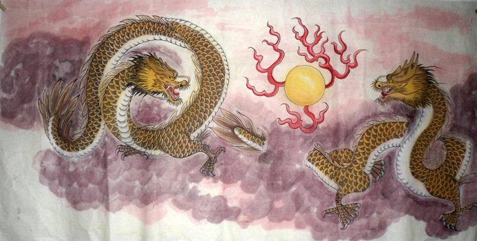 chinese dragon oil painting