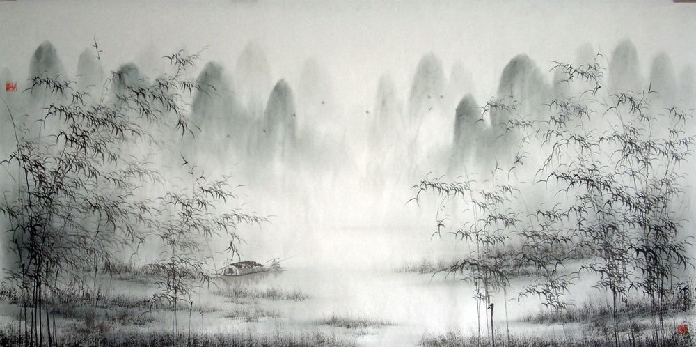 Chinese Bamboo-River Painting