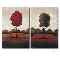 Handgeschilderde Landschap olieverfschilderij - Set van 2