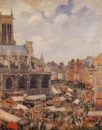 the market surrounding the church of saint jacques dieppe 1901