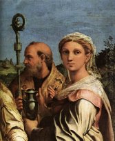 St Cecilia med Saints Detalj 1516