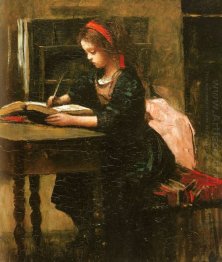 Young Girl Learning To Write