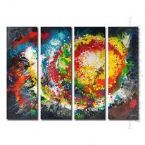 Hand-painted Abstract Oil Painting - Set of 4