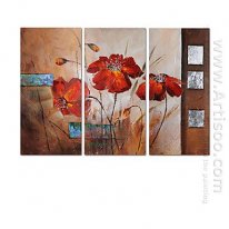 Hand-painted Floral Oil Painting - Set of 3