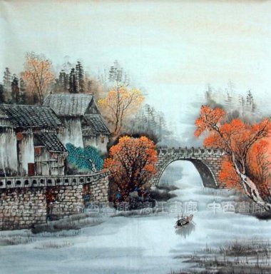 Un petit village - Peinture chinoise