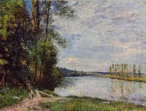 the path from veneux to thomery along the water evening 1880