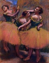 three dancers green blouses