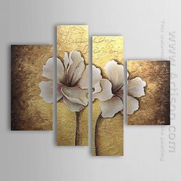 Hand-painted Floral Oil Painting - Set of 4