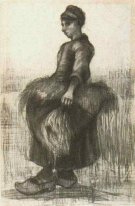 Peasant Woman Carrying Wheat In Her Apron 1885