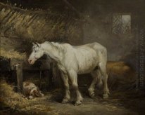 Pferd und Hund in einer stabilen