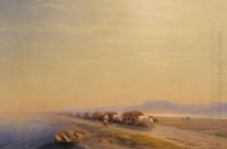 Ox Train On The Sea Shore 1860