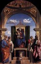 Thronende Madonna mit Kind und Heiligen