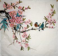 Pájaros y flores - Pintura china