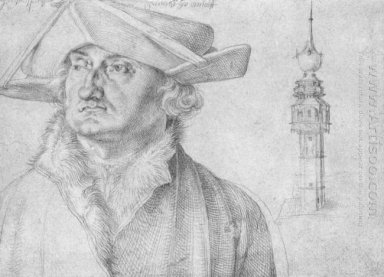 Retrato de Lázaro Ravensburger e as torres do tribunal de