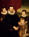 Portrait d'un noble et ses trois enfants