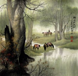 Trees, horses - Chinese Painting