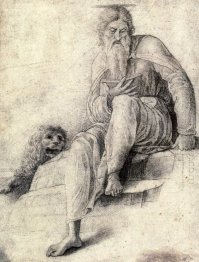 Saint Jerome reading with the Lion