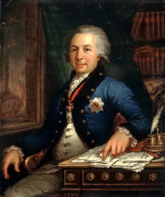 Retrato del poeta ruso Gavril Derzhavin 1795