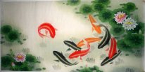 Fish & Lotus - peinture chinoise