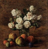 Still Life Roses And Fruit 1878