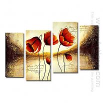 Hand-painted Floral Oil Painting - Set of 4