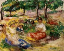 Three Young Girls Sitting In The Grass 1897