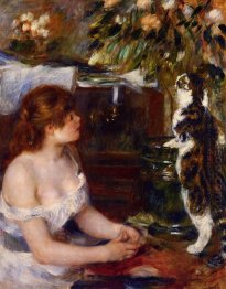 Girl And Cat 1882