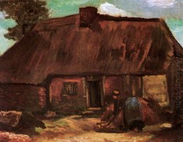 Cottage With Peasant Woman Digging 1885