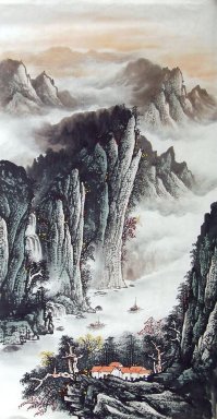 Montanhas e água - pintura chinesa