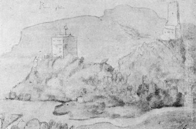 Dibujo de los Castillos de Alsacien Ortenberg Derecho y Ramstein