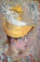 Kopf einer Dame mit gelben Hülsen 1890