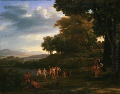 Paysage avec la danse des satyres et de nymphes