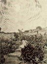 Sun Disco Sobre un camino entre arbustos 1890