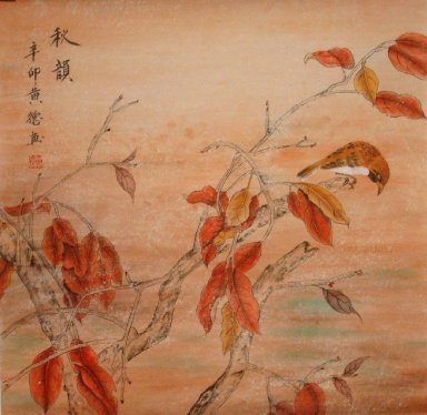 Birds & Leaves - Chinesische Malerei