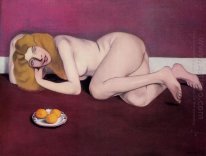 Mujer rubia desnuda con Mandarinas 1913