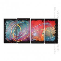 Hand-painted Abstract Oil Painting - Set of 4