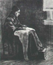 Woman With Shawl Sewing 1883