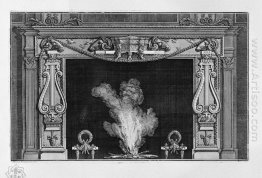 Fireplace With Two Large Lire On The Sides And Four Rams Heads I