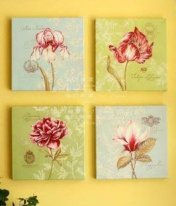 Hand-painted Abstract Oil Painting with Stretched Frame-Set of 4