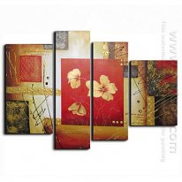 Hand-painted Floral Oil Painting - Set of 4