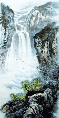 Paisaje con cascada - la pintura china