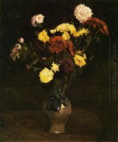 Mand van anjers en Zinnias 1886