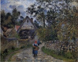 the village path thatched cottages in valhermeil 1880