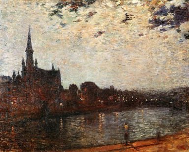 Heilige Kruis Kerk in Elsene in de nacht 1886