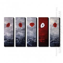 Hand-painted Oil Painting Floral Oversized Landscape - Set of 5