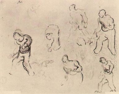 Sex Sketches Of Siffror bl A Man Sådd Vete 1890