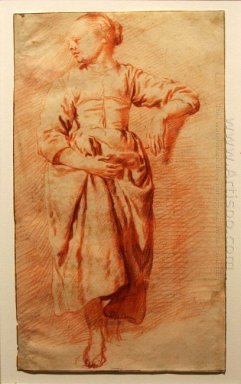 Étude d\'une femme en robe de paysanne