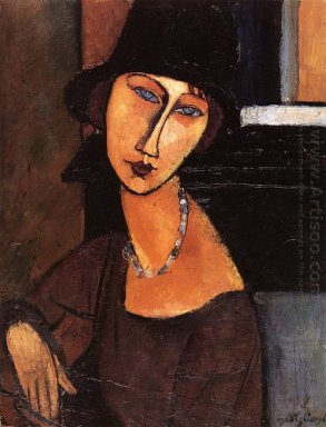 Jeanne Hébuterne con sombrero y un collar de 1917