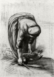 Peasant Woman Stooping And Gleaning 1885 1