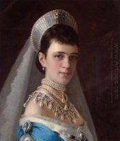 Portret van Keizerin Maria Fiodorovna In Een Jurk Ingericht W